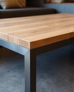 Moderner Couchtisch aus Eiche mit Stahldetails