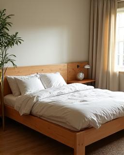 Massivholzbett aus Zirbenholz mit Kopfteil